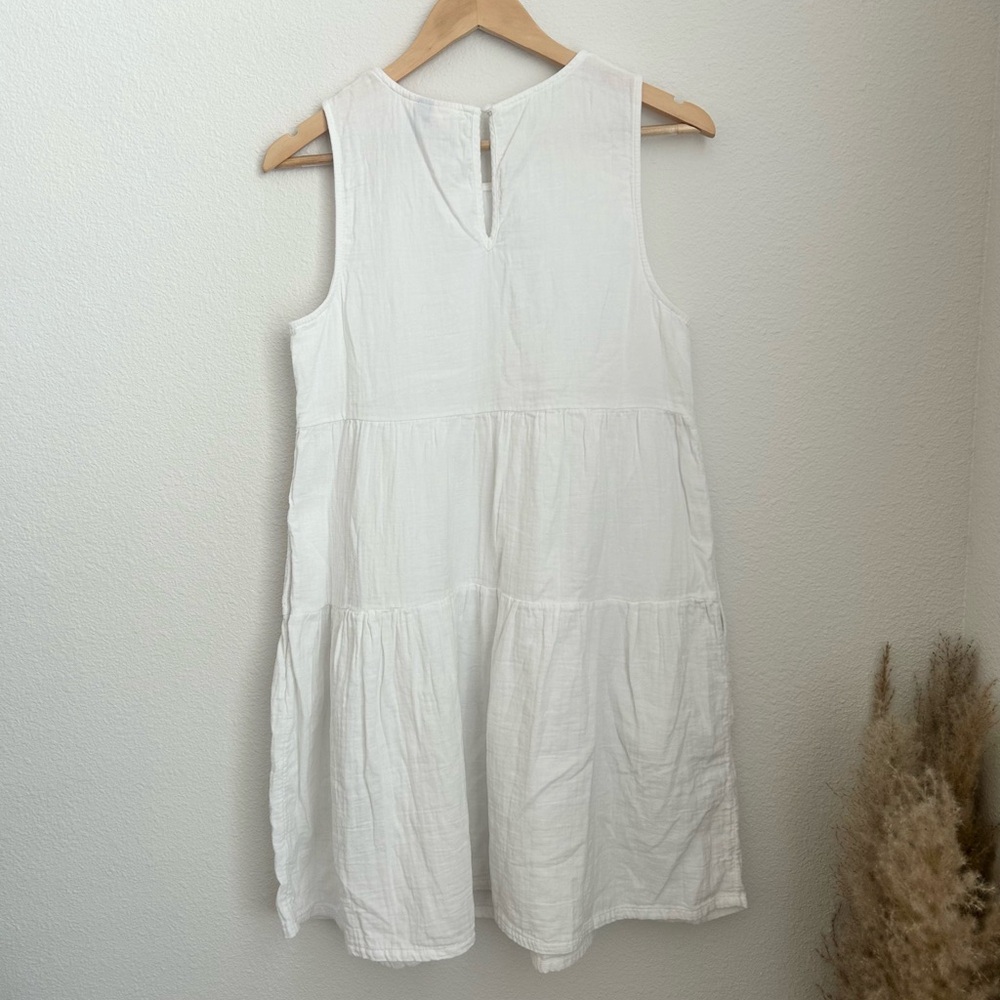Old Navy White Tiered Cotton Mini Dress - Small - Picture 6 of 6